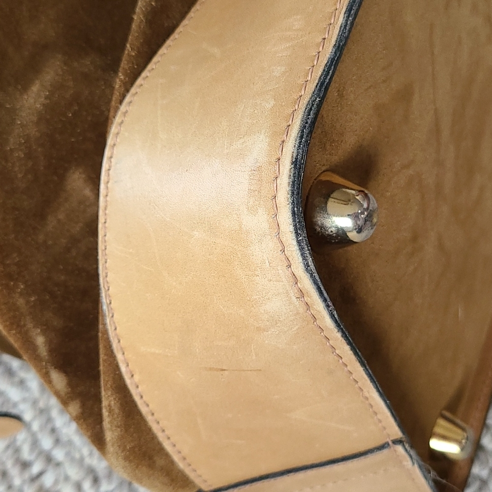 GUCCI suede travel bag, vintage, large rectangular satchel, rare - Picture 9 of 16